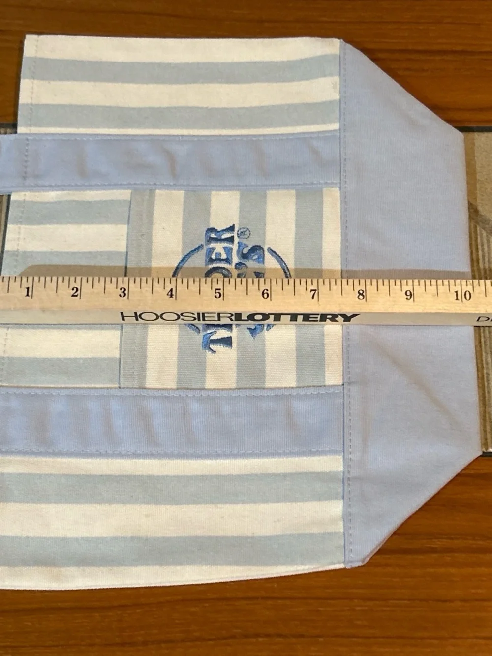 Upcycled Trader Joe's Light Blue Canvas Tote Bag with Art & Artists Patches